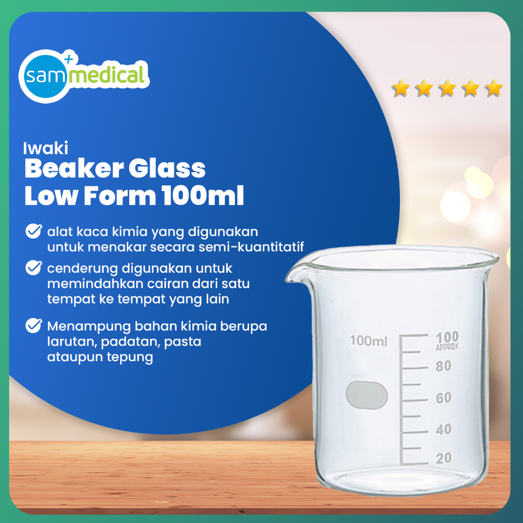 Iwaki Beaker Glass Low Form - 100 ml / Gelas Beaker / Gelas Kimia / Gelas Takar / Gelas Laboraturium