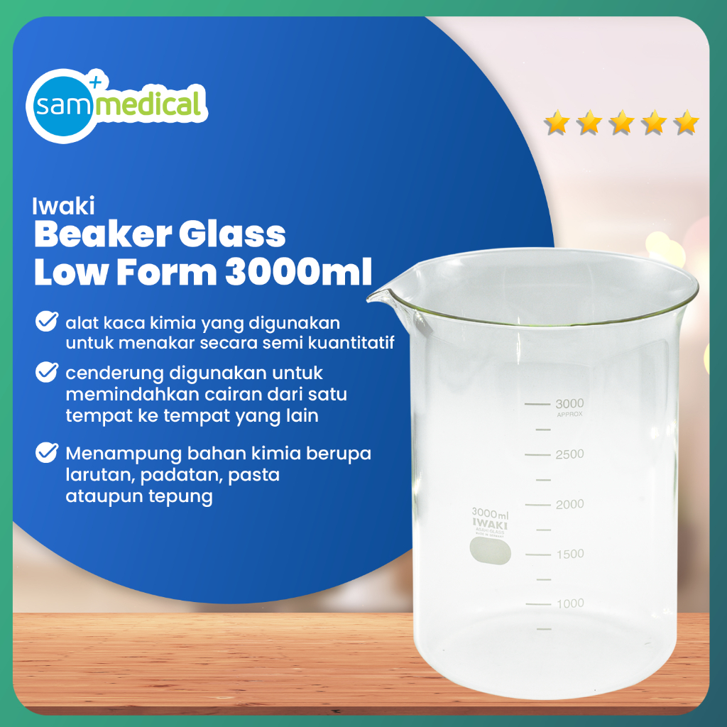 Iwaki Beaker Glass - 3 Liter / Gelas Kimia / Gelas Takar / Gelas Laboraturium