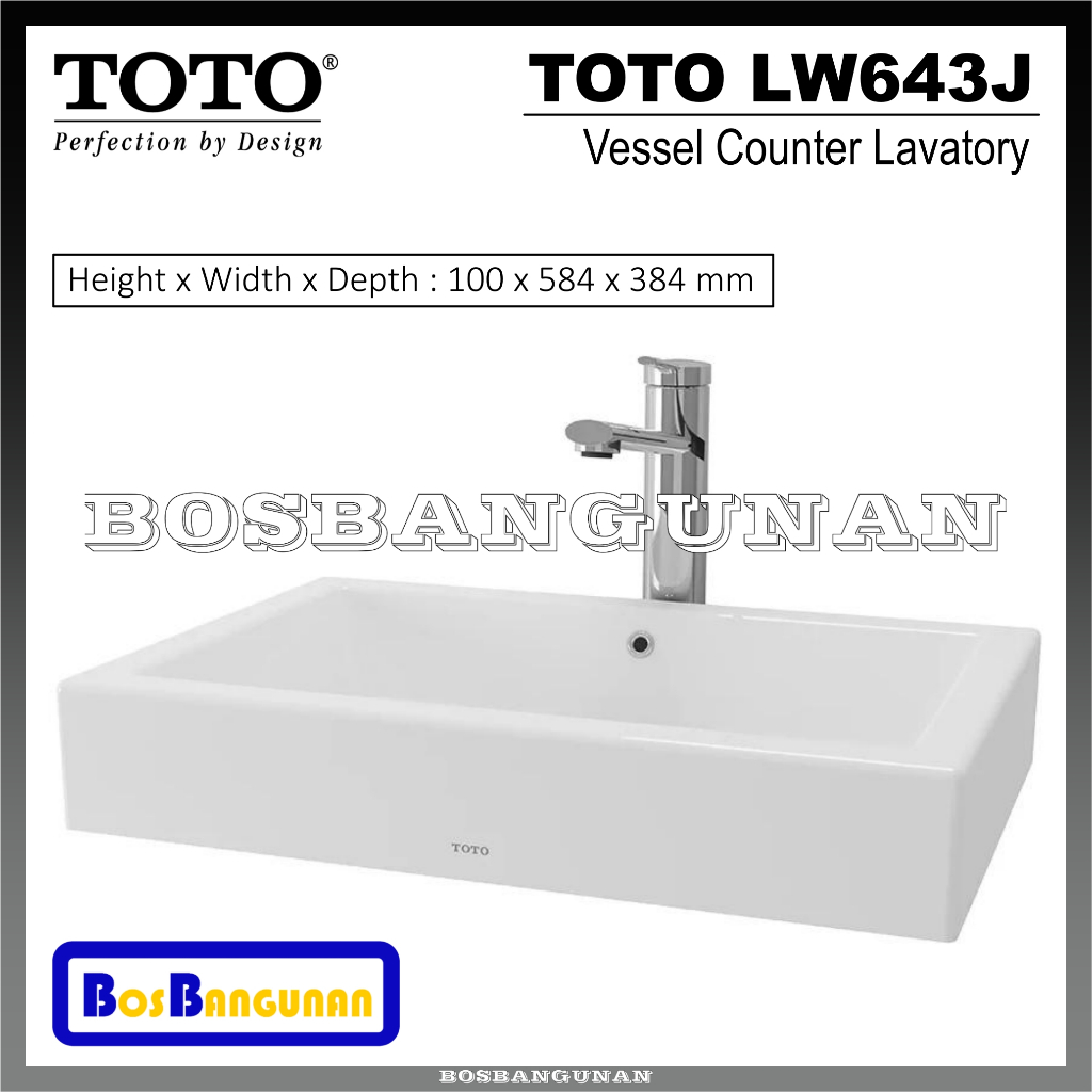 Wastafel Counter TOTO LW643J / Wastafel Meja TOTO LW 643 J / Wastafel TOTO LW 643 J / TOTO Counter L