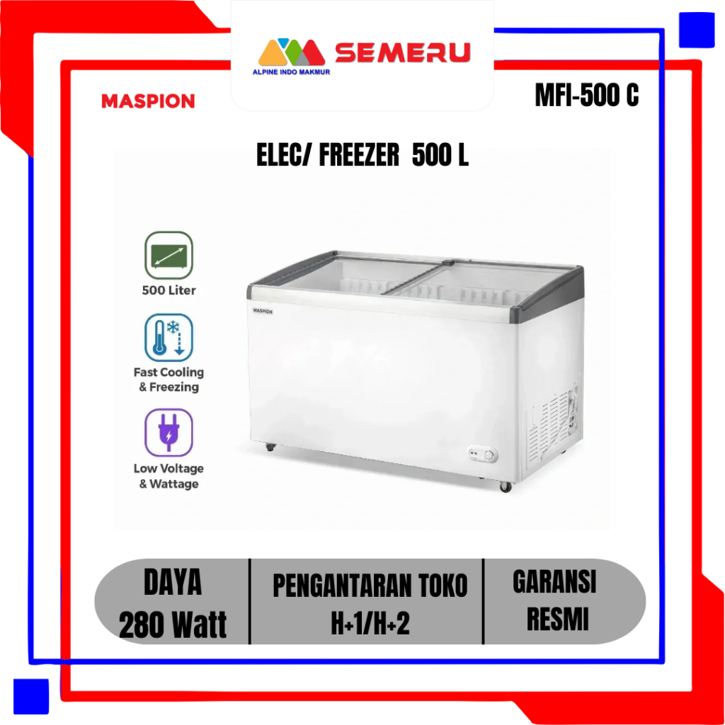 MASPION TUTUP SLIDING KACA FREEZER 500 L MFI-500 C