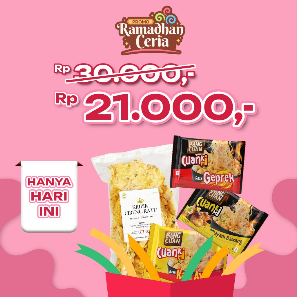 

Promo Ceria Kripik Cireng Ratu dan Cuanki Mi Instan murah