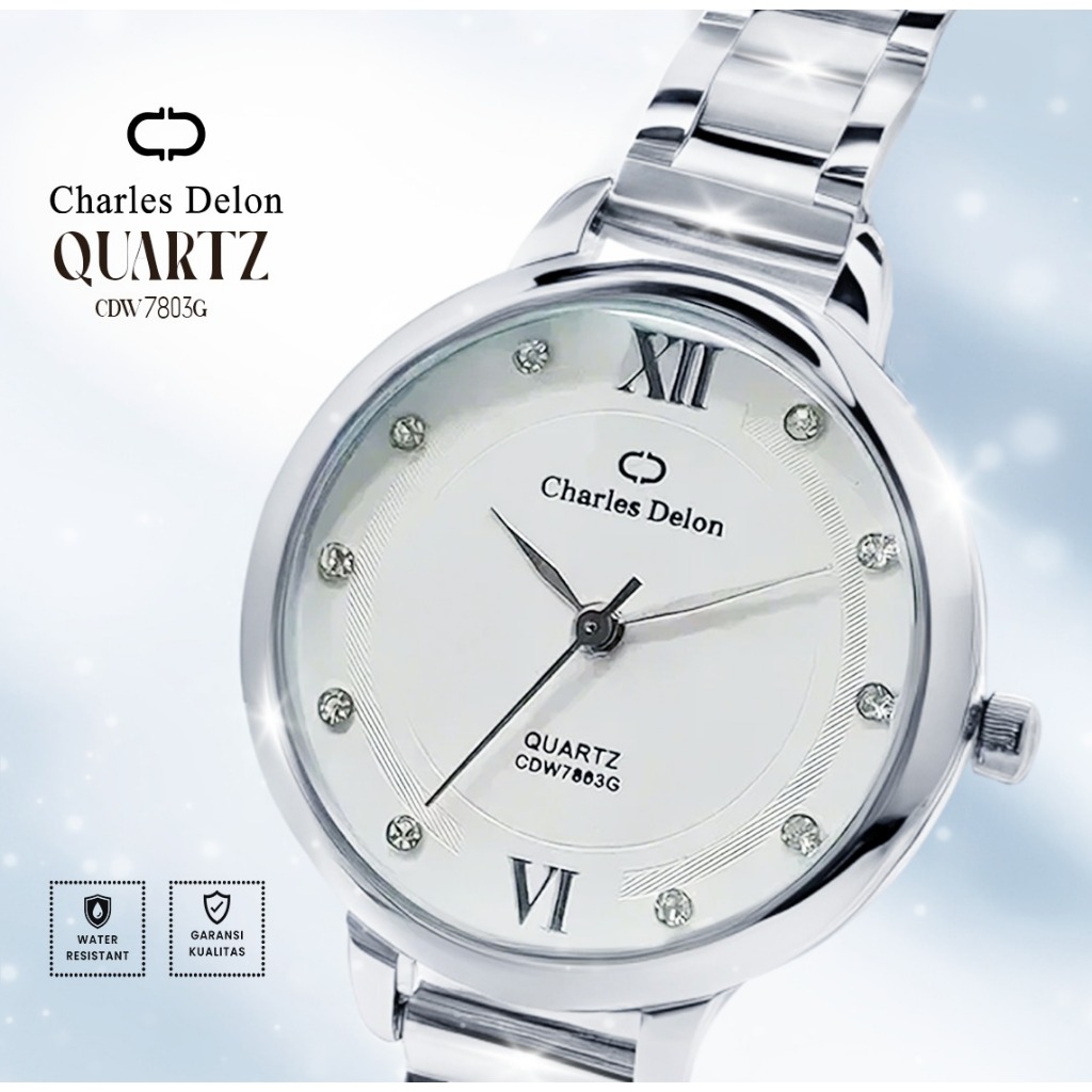 Jam Tangan Wanita Watch Rantai Anti Air Box Original Charles Delon CDW 7803