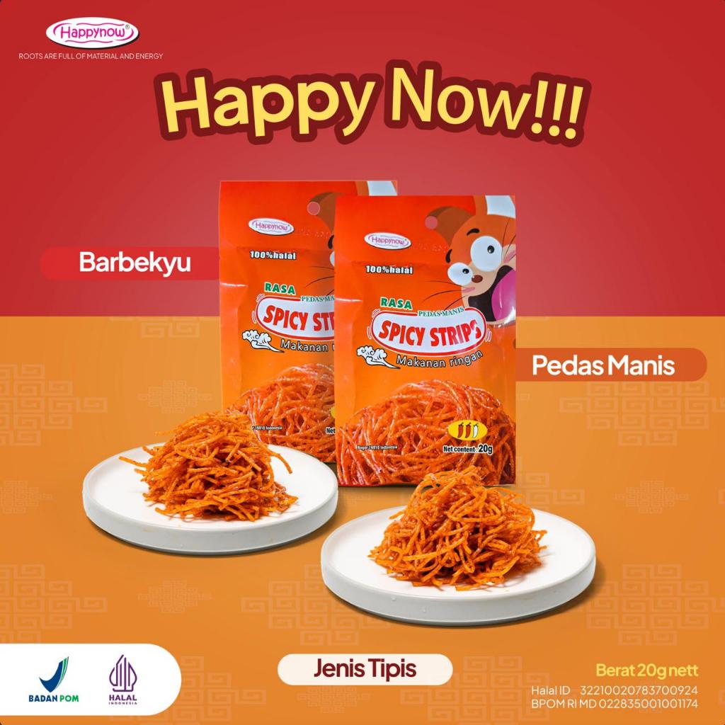 

6pc 20gr happy now snack viral spicy sticks enak halal dan BPOM aman dikonsumsi dan bergizi