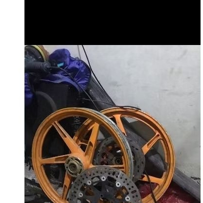 velg double disk depan belakang satria 2tak+ disk ori