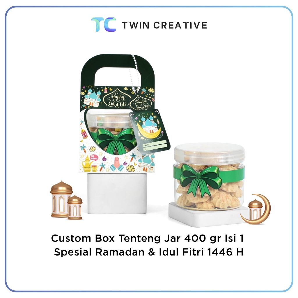 

Custom Packaging Box Toples Kue Kardus Hampers Lebaran Kotak Kue - Box Tenteng Jar 400 Ramadhan Isi 1 Toples