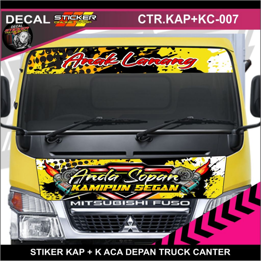 STIKER KAP + KACA DEPAN TRUCK CANTER DECAL VARIASI MOBIL TRUK KEREN