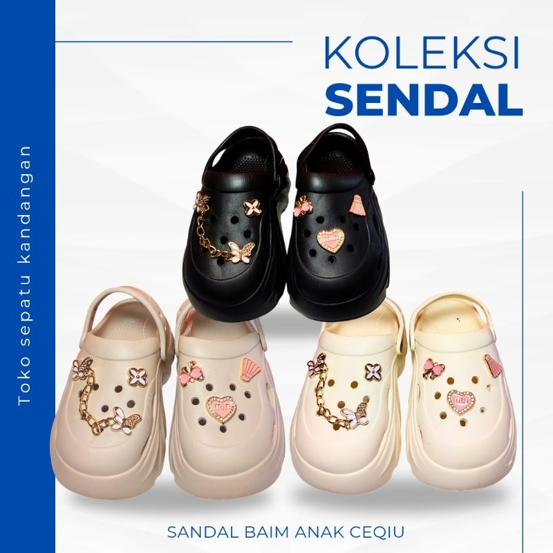 Sandal Baim Anak Perempuan Merek Ceqiu Plastik Jelly, Sandal Karet Tahan Air Anak Cewek Wanita