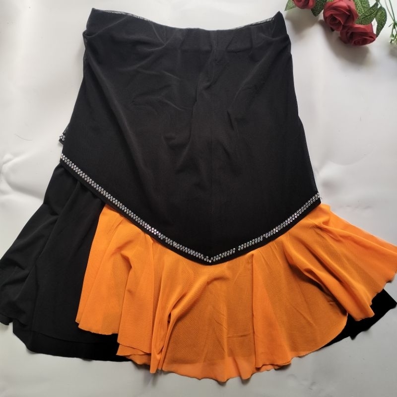 Viola's Gift Rok bawahan mini hitam oranye  PL Korea