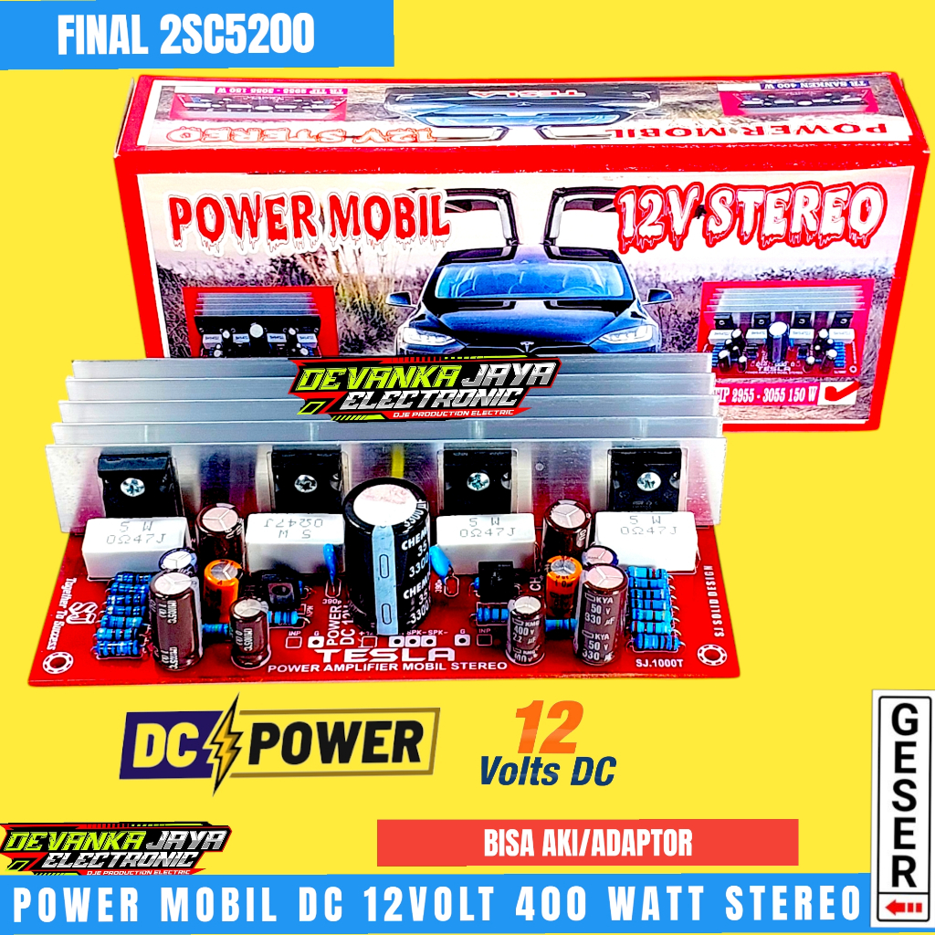 Kit Power Amplifier Mobil DC 12VOLT Stereo 150 watt Final Toshiba
