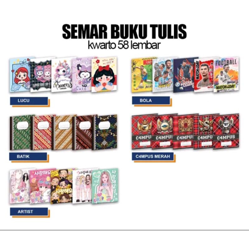 

BUKU TULIS MURAH SEMAR 58 LEMBAR ISI 10 BUKU