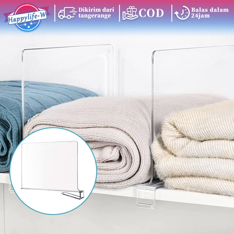 Sekat Lemari Pakaian Akrilik Sekat Rak Lemari Transparan Sekat Lemari Baju Serbaguna Sekat Lemari Bu