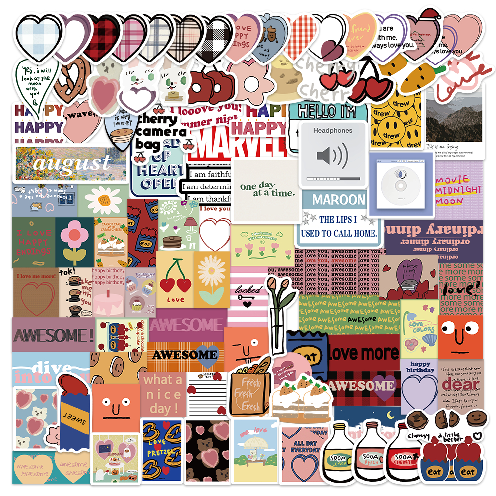 

50pcs Kopi Sayang tahan air stiker lengket cocok untuk laptop skateboard casing ponsel helm dan dekorasi stickers lainnya