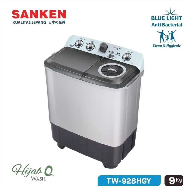 MESIN CUCI SANKEN TW 928 HGY 9KG 2 TABUNG TW-928HGY-HIJAB SERIES
