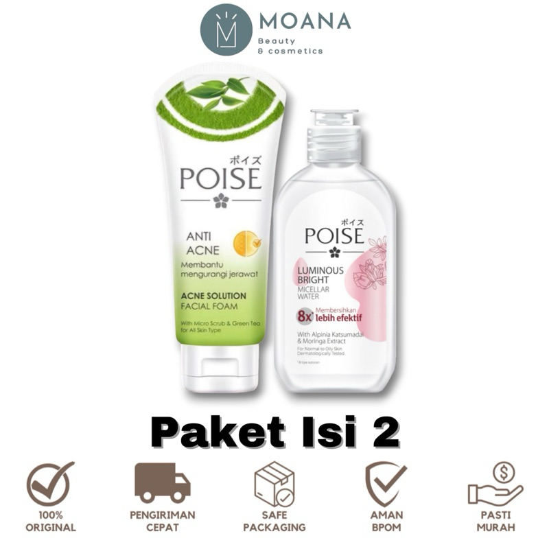 [Paket Isi 2] Poise Micellar Water Pembersih Wajah 125 Ml & Poise Facial Foam Sabun Cuci Muka Anti A