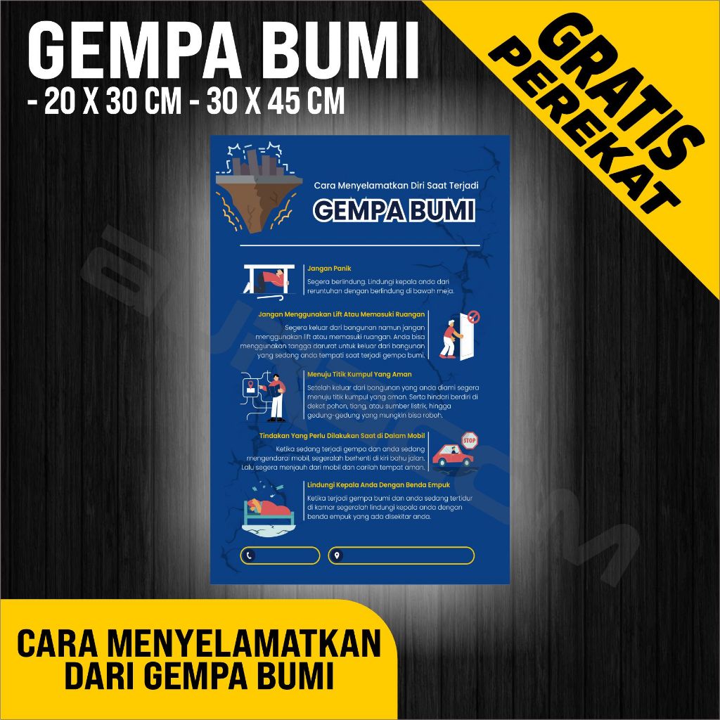 

PAPAN AKRILIK dan STIKER, POSTER CARA MENYELAMATKAN DARI GEMPA BUMI, CUSTOM, FREE DESAIN ( A 479 )