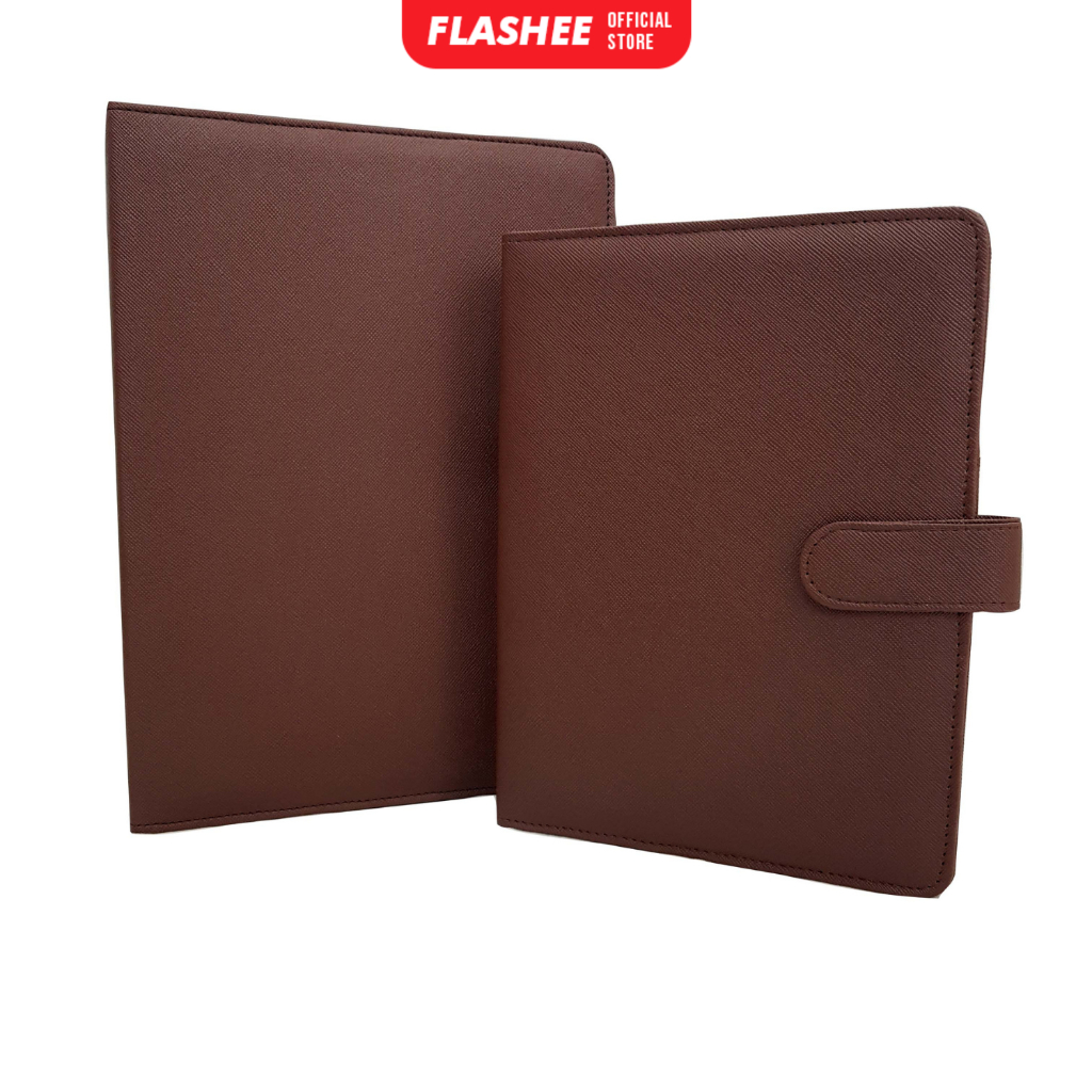 

Flashee Binder Polos Ekslusif A5 20 Ring B5 26 Ring Cokelat Tua Agenda Polos Notebook Polos Kulit