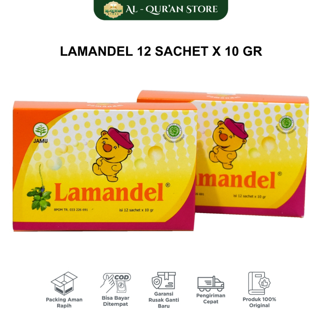 

LAMANDEL Kemasan Kotak 12 Sachet isi Obat Herbal Minuman Bubuk Atasi Amandel Radang dan Sakit Tenggorokan Kering Peradangan Flu