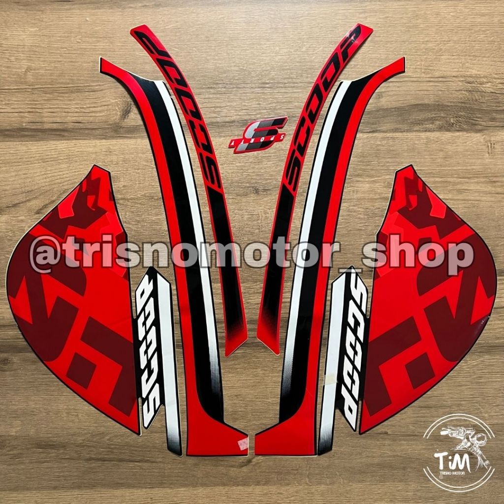 striping Honda Scoopy hitam merah 2020 2021