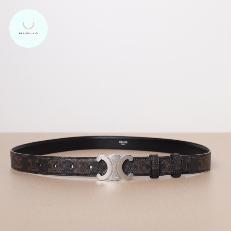 Celine Medium Triomphe Belt 2.5cm in Black Triomphe Canvas