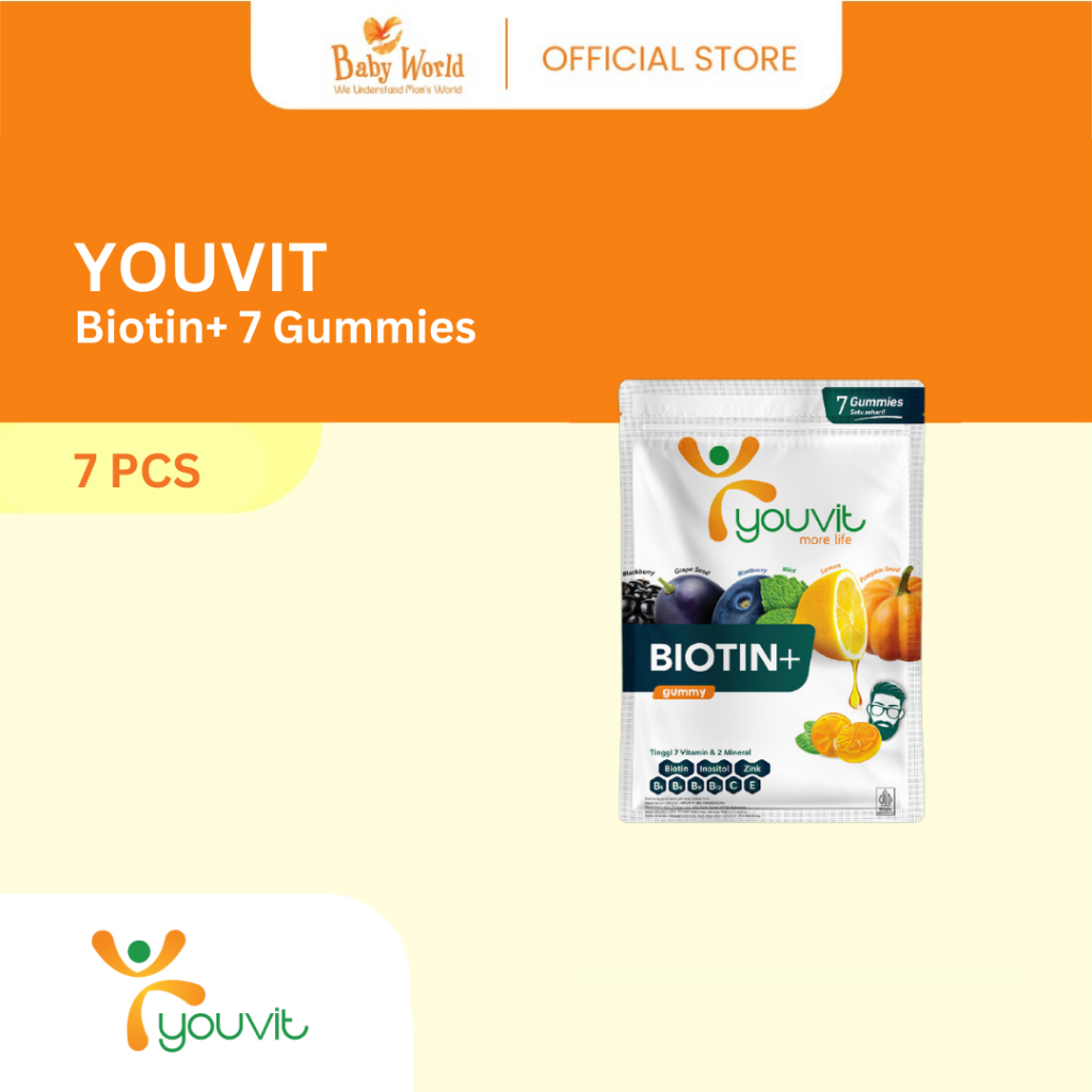 Biotin Gummy untuk Vitamin Rambut Rontok Pria | Youvit Biotin+ for Men 7 Hari