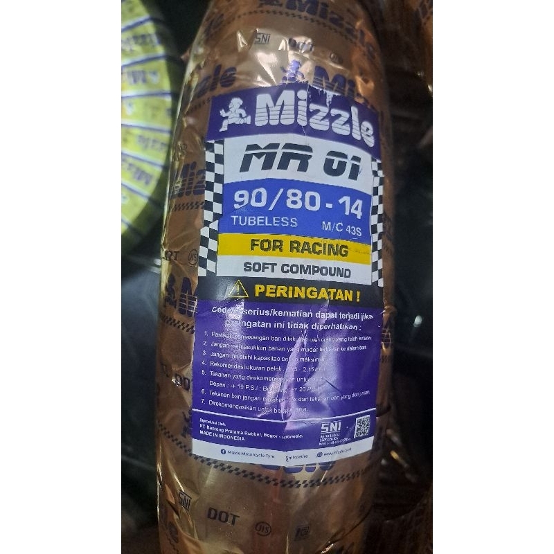 Yukk Ban Tubeless Mizzle Ring 14 MR01 90/80-14 100/80-14 Mizzle MR01 Soft Compound