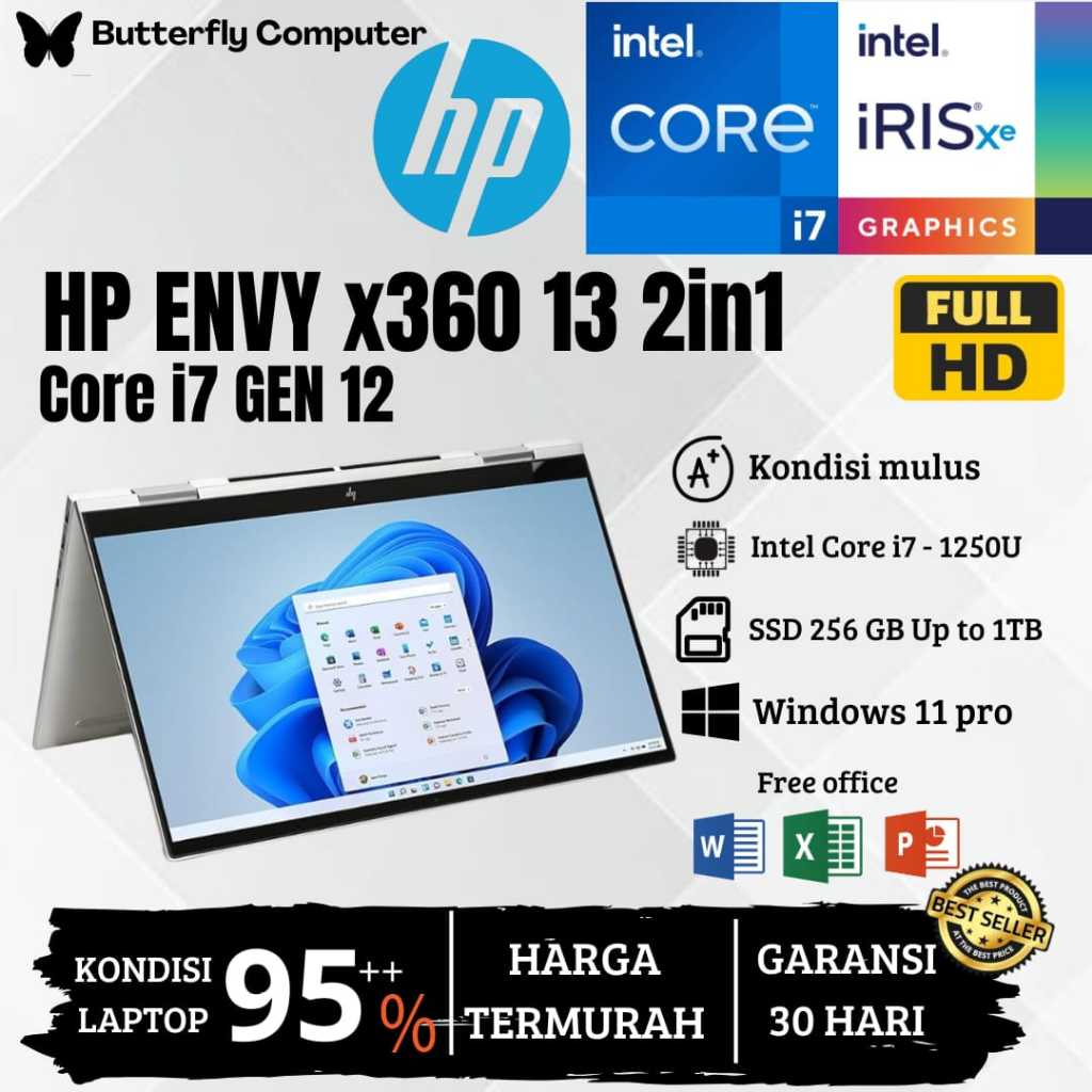 Laptop HP ENVY x360 2in1 Core i7 Gen 12 - RAM 8 GB SSD 1 TB - Touchscreen - 13 inch - Win 11 Pro