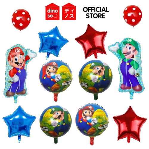 DINOSO Balon Foil Jumbo Karakter Kartun Game Mario Bros Balon Besar Mario Luigi Balloon Anak-anak