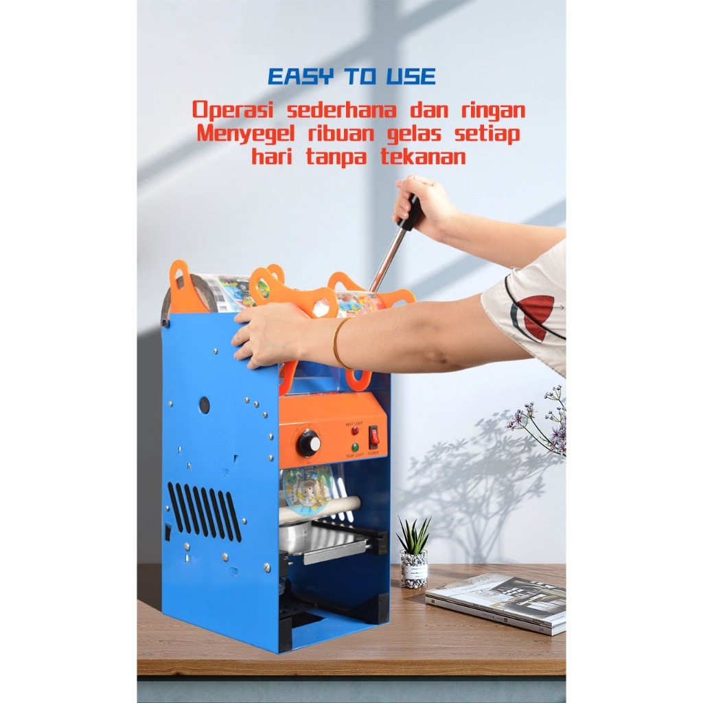 Mesin Cup Sealer Machine Press Otomatis Alat Penutup Minuman Gelas Plastik Penyegelan Cepat Praktis