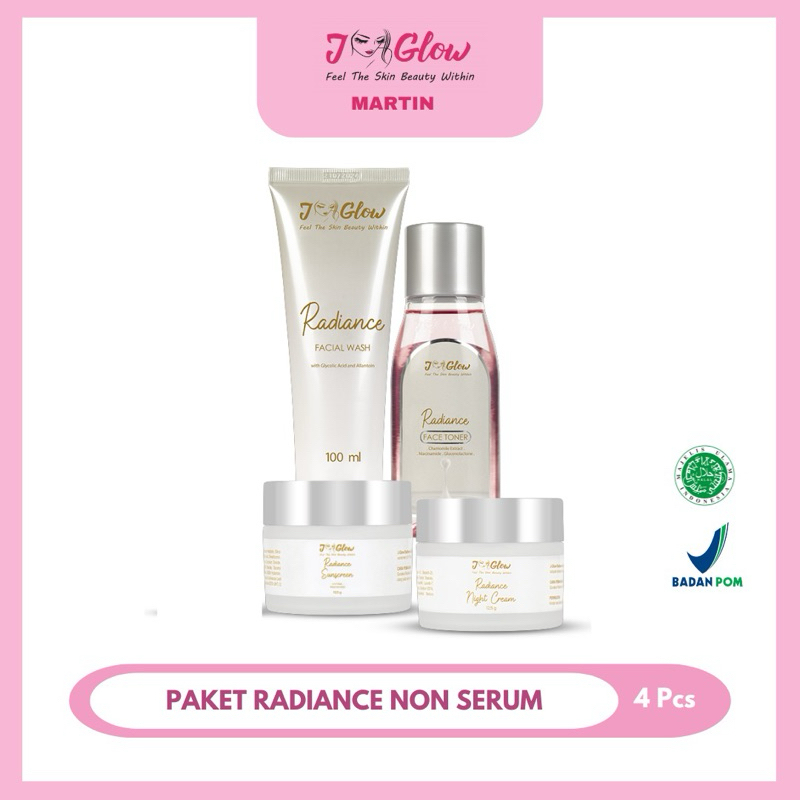 JGLOW SKINCARE - Paket Radiance Super Whitening Non Serum (Perawatan Mencerahkan Kulit Kusam) - 4pcs