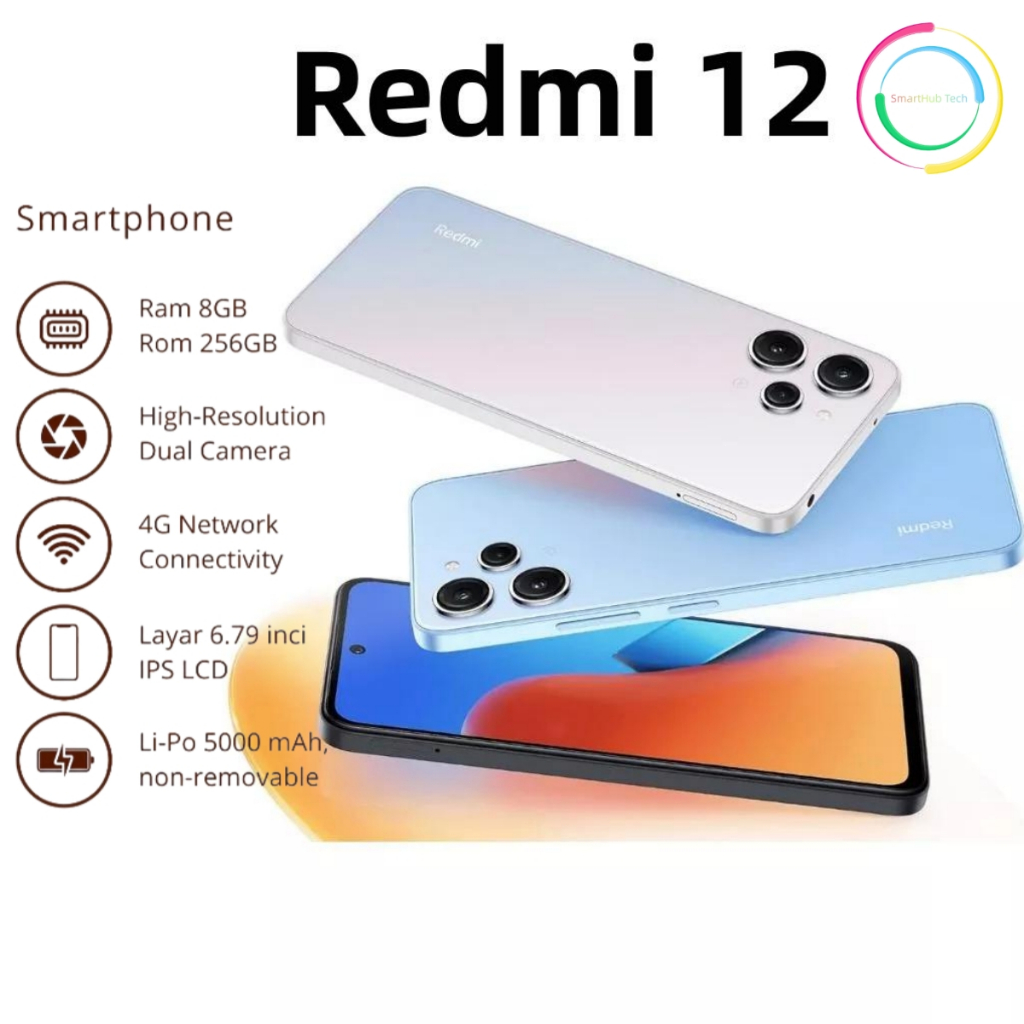 Redmi 12 6.67” AMOLED, Snapdragon 685, Kamera 50MP, Baterai 5000mAh, HP Canggih Harga Terbaik