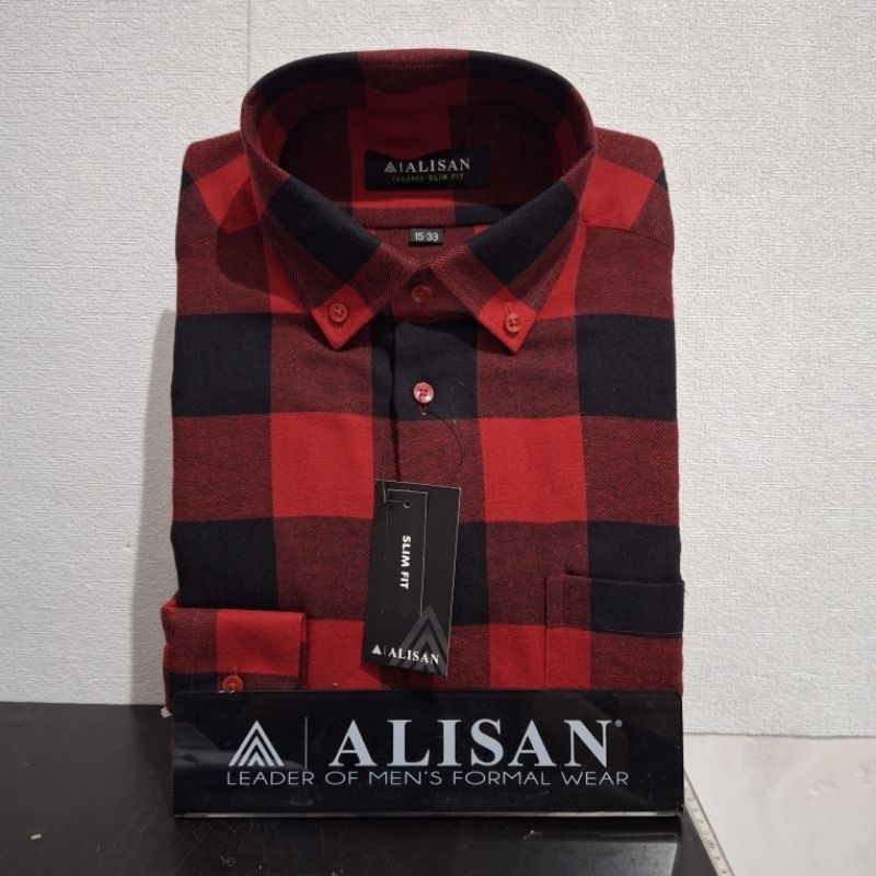 LENGAN PANJANG SLIMFIT ALISAN Flanel 11855 Kotak Merah Hitam