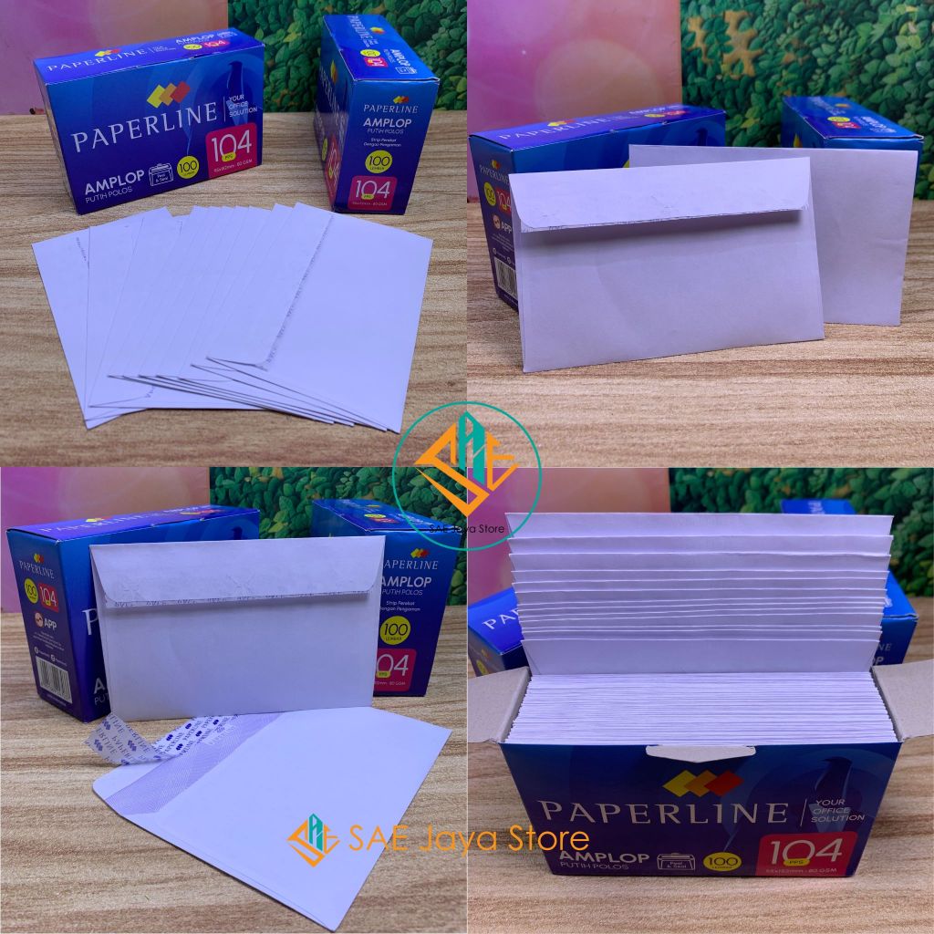 

(100 LEMBAR) SAE - AMPLOP PUTIH POLOS 104 PPS 80 GSM UKURAN 95X152 MM ISI 100 PCS MEREK PAPERLINE