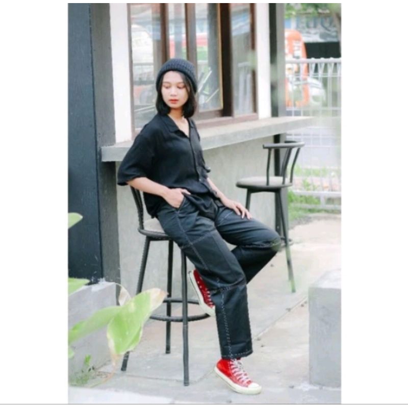 Celana kulot HONDSON PANTS list premium bahan drill celana panjang HIGWAIST PREMIUM cowok & cewek