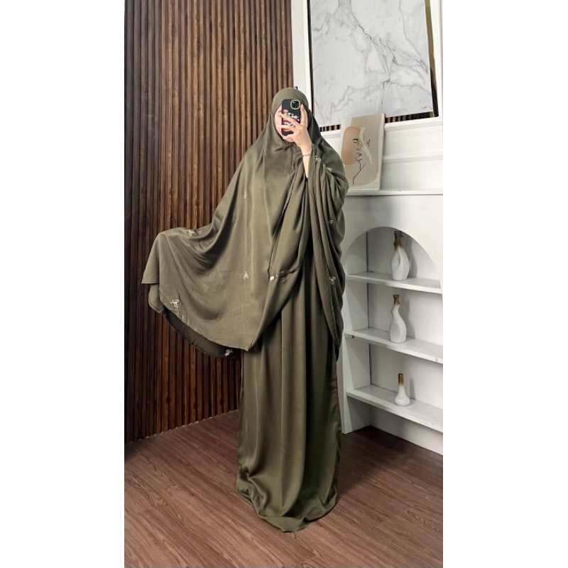Mukenah Ribbon Mukenah pita bordir rayon twill premium