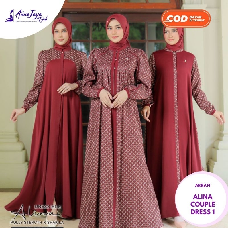 Gamis Mewah Wanita Polly Strech × Shakila Alina Couple 1 Size 3XL By Arrafi