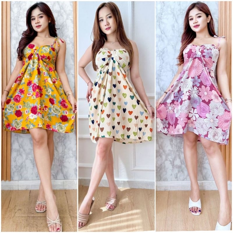 LDS - Daster Dress Miyuki Rayon Pendek Tali Ikat Pundak