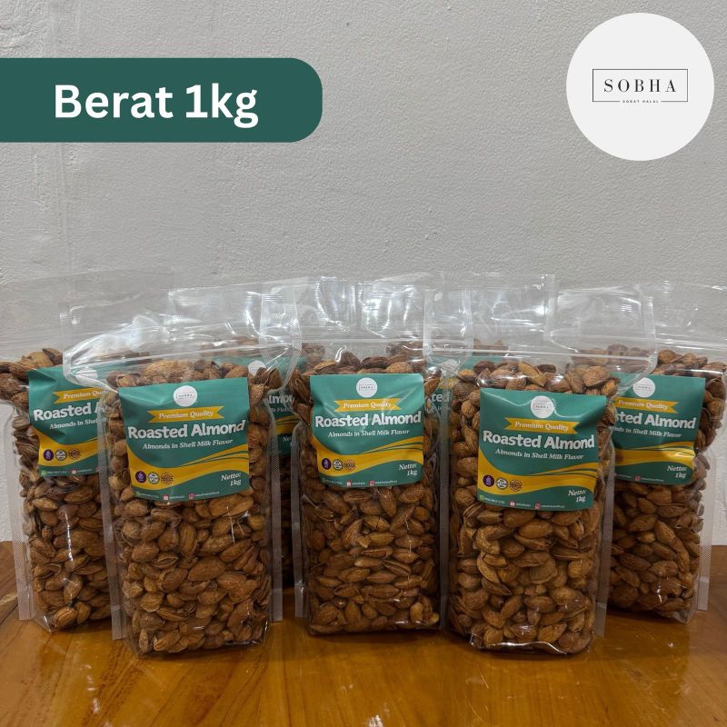 

SOBHA - Kacang Almond Susu Panggang Cangkang Kualitas Premium 1KG & 500GR