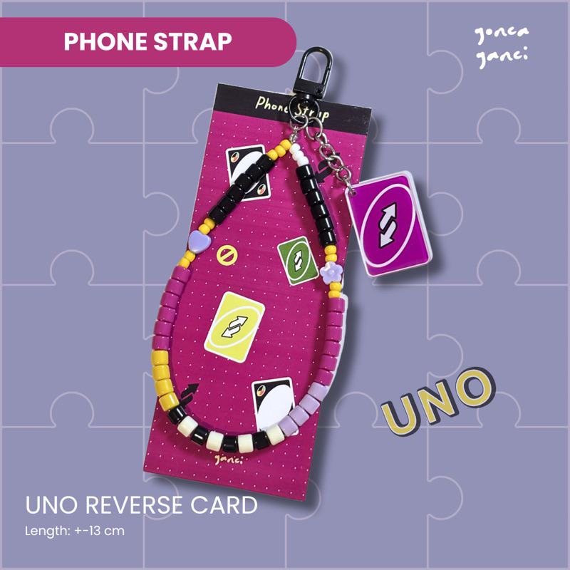 Gonca Ganci Phone Strap with Charm | Tali Gantungan HP - Uno Reverse Card