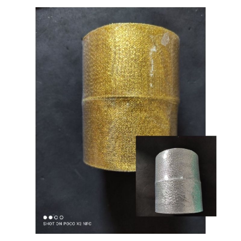 

Pita emas perak / Pita metalik ukuran 2 inchi / 5 cm jual per roll