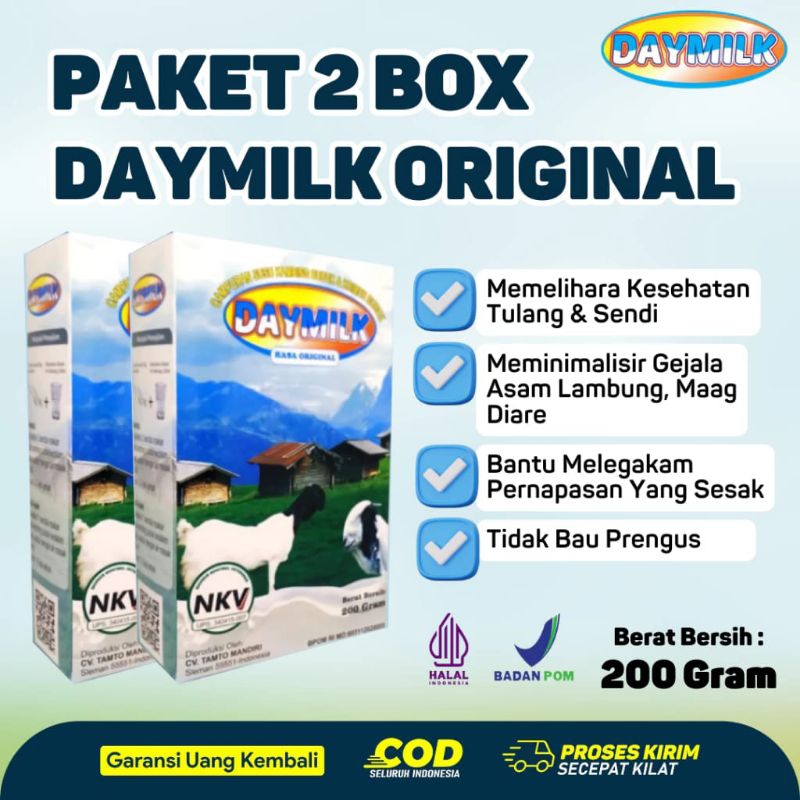 

PAKET 2 KOTAK Susu Daymilk 200 Gram Susu Kambing Etawa Bubuk Daymilk 200gr Original