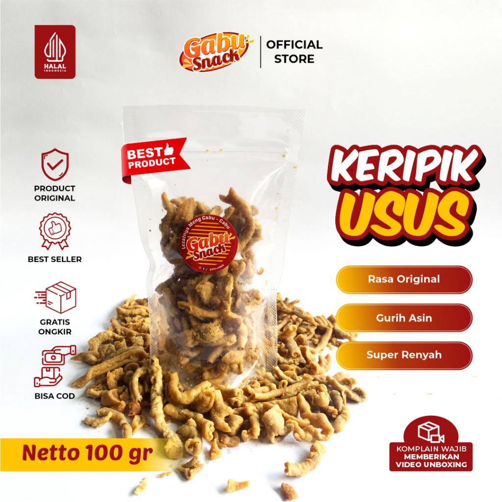

Keripik Usus Ayam Original 100 gr Kemasan Pouch