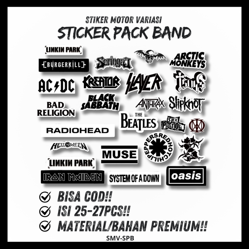 stiker pack spesial series black white untuk hp laptop helm tumbler motor brand band hype