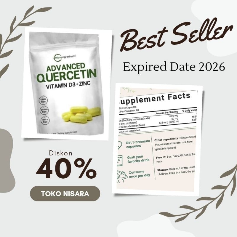 Microingredients Advanced Quercetin Vitamin D3 5000IU + Zinc 50mg