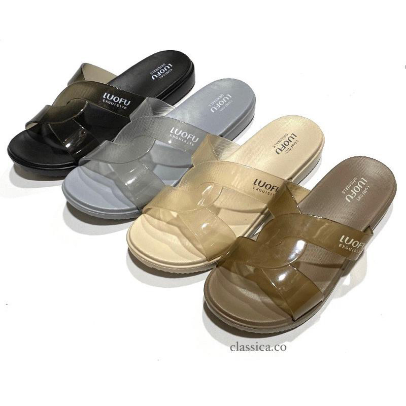LUOFU sandal luofu wanita transparan sandal Karet Jelly E-7190 sandal selop wanita