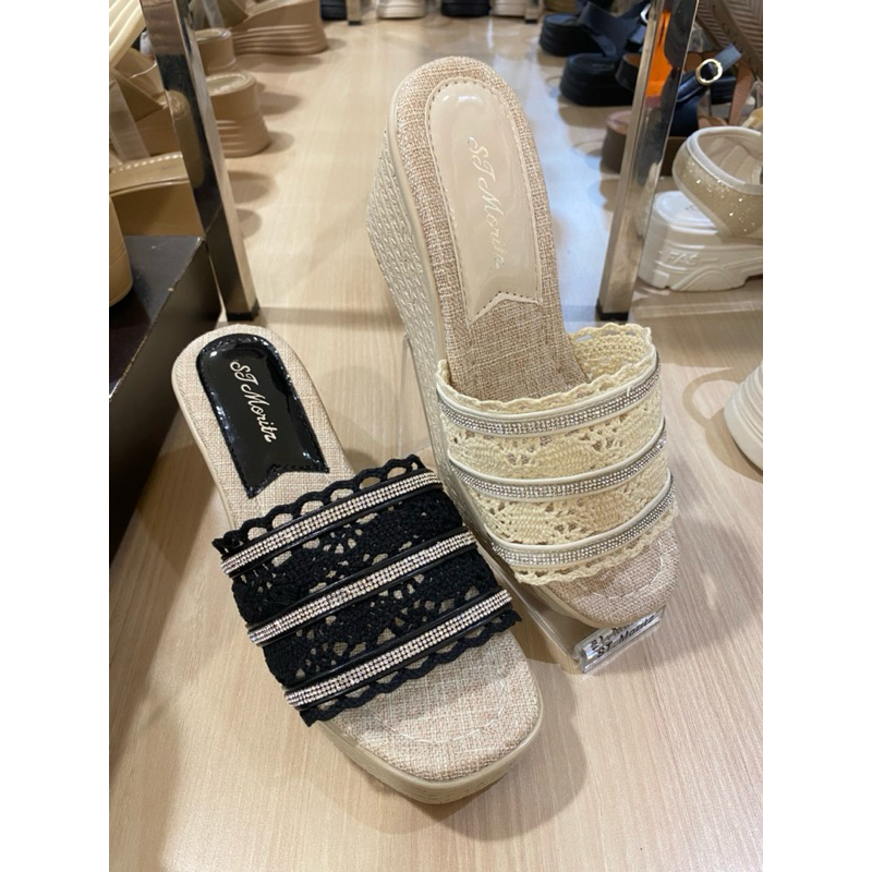 ST. MORITZ SANDAL WEDGES WANITA HAK 7 CM SUPER RINGAN BY MATAHARI (36-40)