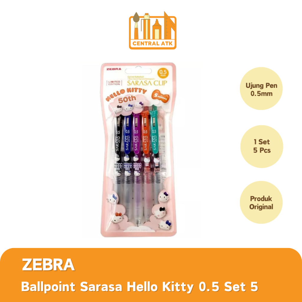 

BALLPOINT / BOLPEN / PULPEN ZEBRA SARASA 0.5 HELLO KITTY SET 5 (1 PCS)