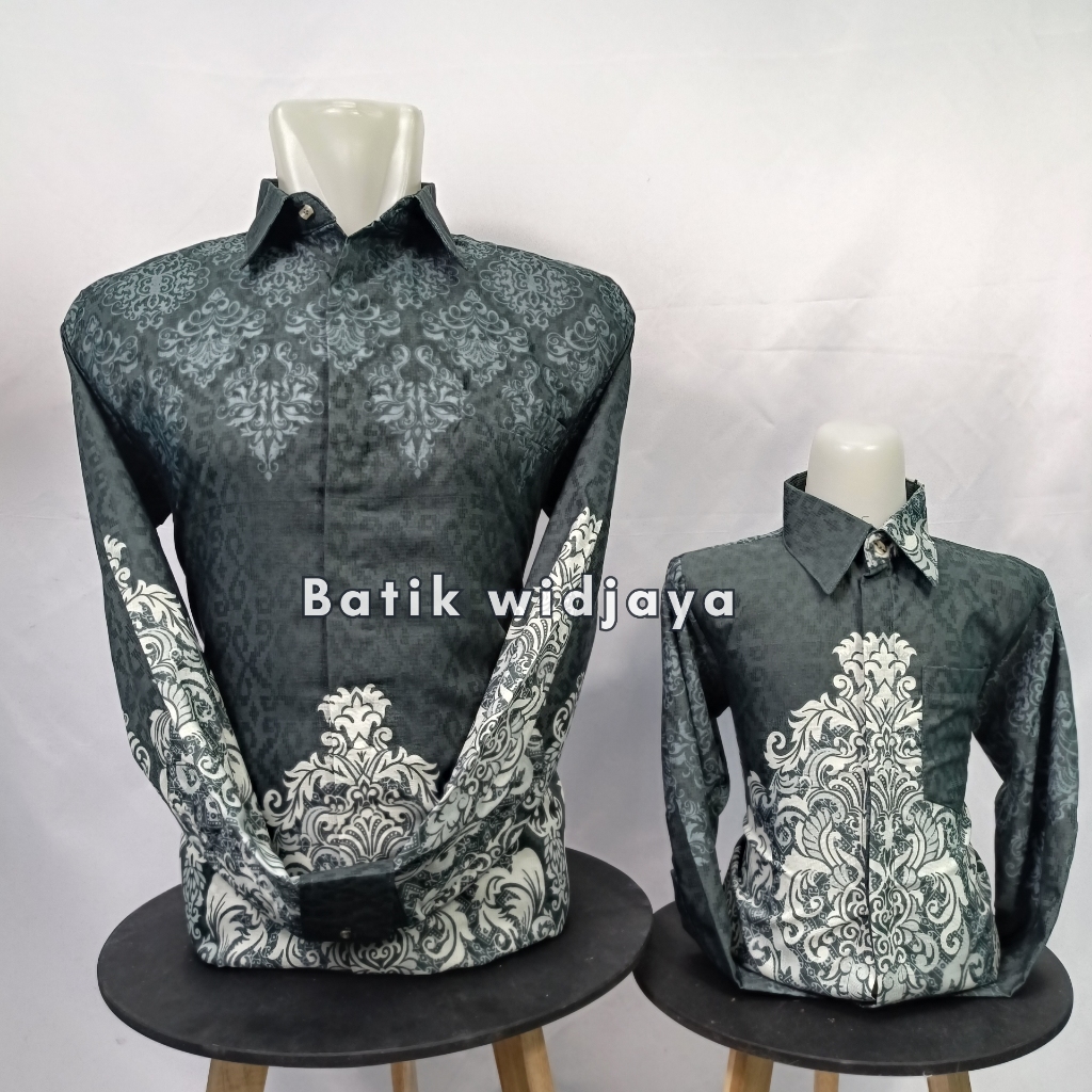 batik doby couple ayah anak warna abu2 moderen series original doby premium widjaya batik cod