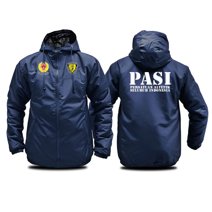Jaket Custom PASI Persatuan Atletik Seluruh Indonesia Koni Jaket Pria Wanita Parasut Semi Wf Tebal