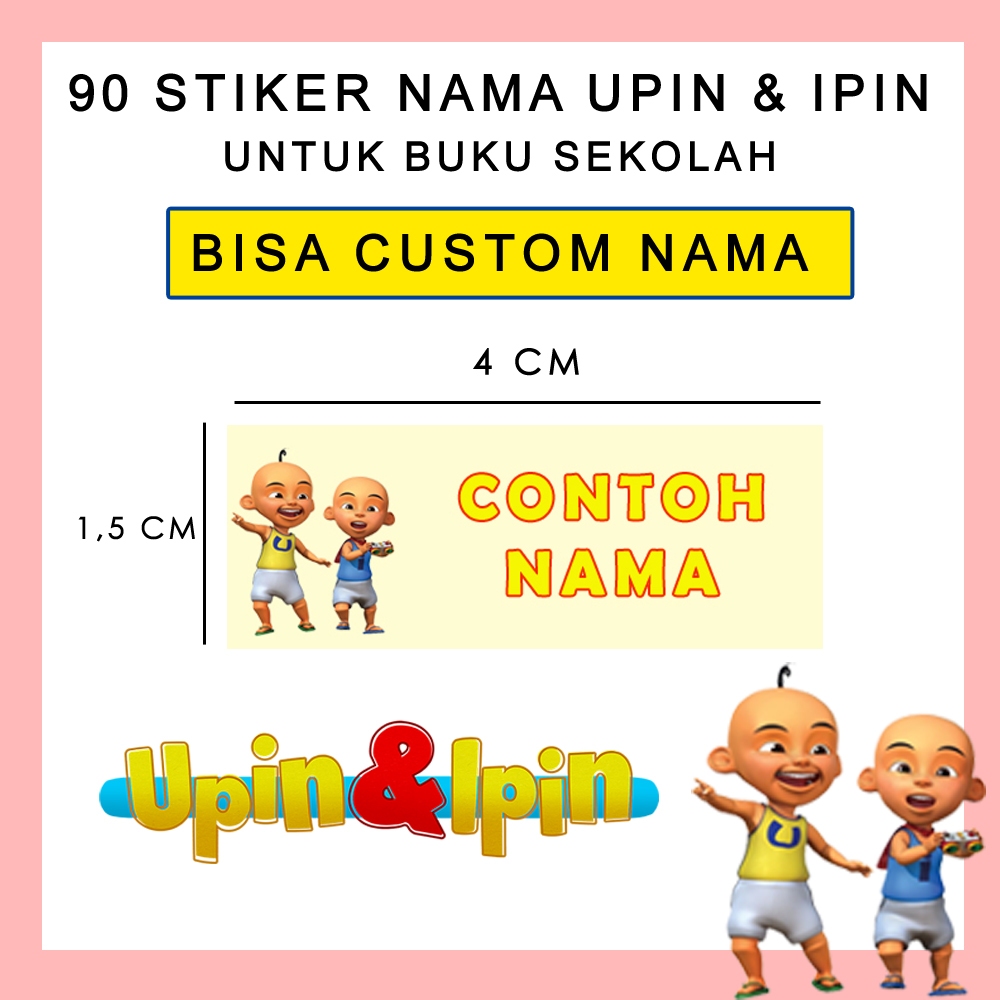 

90 Stiker Nama Upin & Ipin | Stiker Nama Buku Sekolah | Stiker Buku Upin & Ipin Custom Nama Sendiri