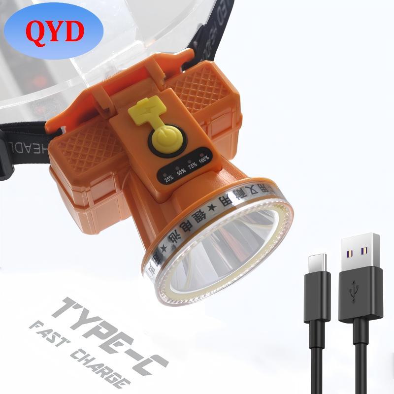 QYD 35W LED Headlamp Waterproof Headlight,Superbright Rechargeable Head Lamps with 2 Modes Mining He